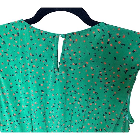 Veronica Beard Silk Floral Ruffle Mini Dress Green Size 8 - Picture 11 of 15